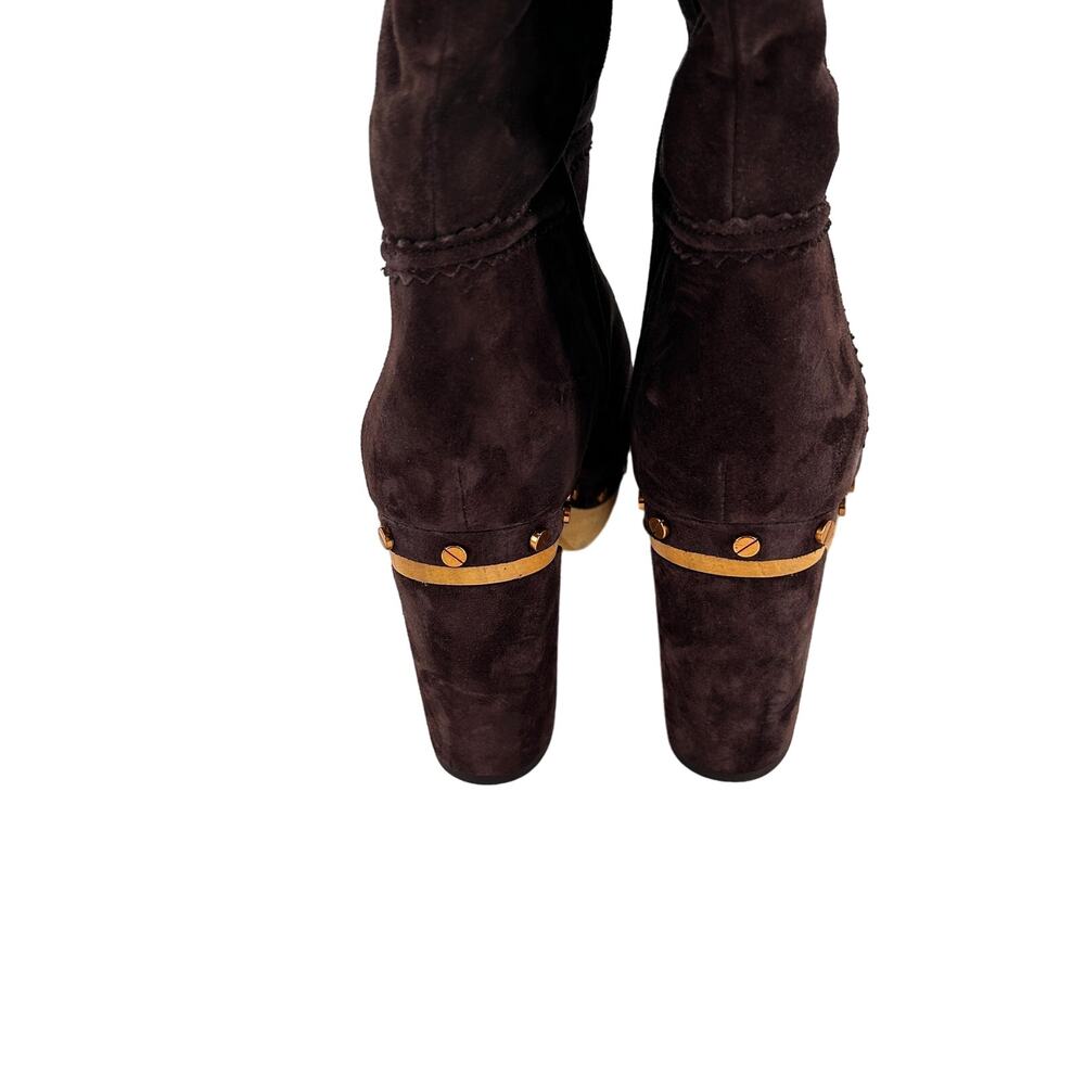 Veronica Beard Glendale Suede Clog Boots 9.5 NWOT Tall Knee High Brown Wood - Picture 7 of 13